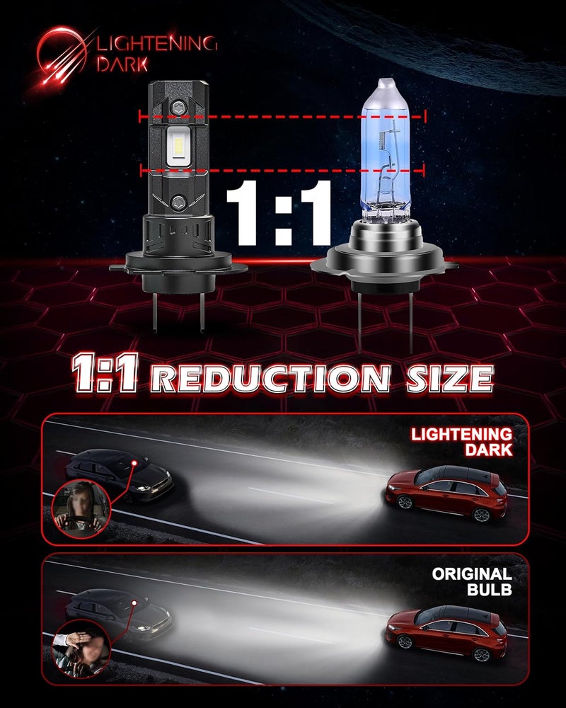 LIGHT & DARK H7 Bulbs, No Adapter Required 400% Brightness 6500K Xenon White Fanless Non-Polarity Plug and Play Fog Bulb (Pack of 2) - Image 2